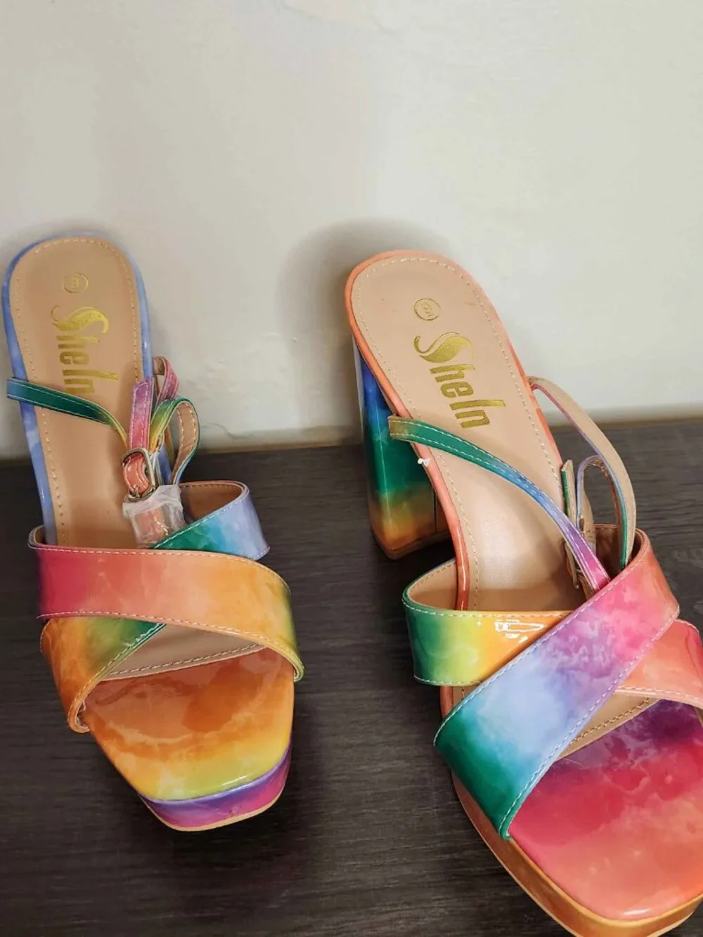Rainbow heels by Shein